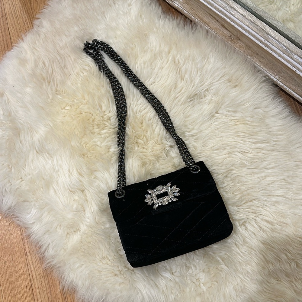 Kurt Geiger Black Shoulder Bag with Silver Chain